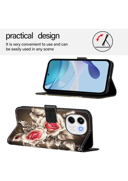 Tecno Spark 30 5g / Pova 6 Neo 5g Güller Için Siyah Boyama Pu Telefon Kılıfı (Yurt Dışından) fırsatları