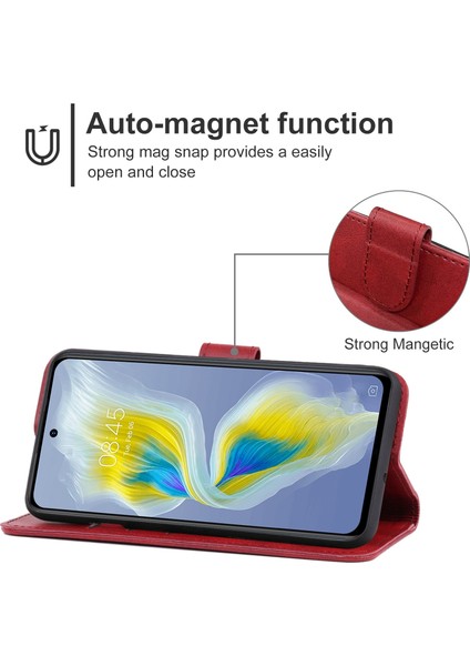 Tecno Camon 18I Kırmızı Için Deri Telefon Kılıfı (Yurt Dışından) fırsatları