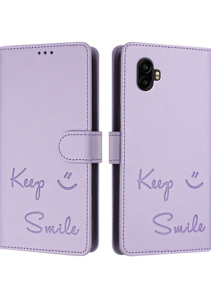 Samsung Galaxy Xcover6 Pro Pembe Için Smile Rfıd Deri Telefon Kılıfı (Yurt Dışından)