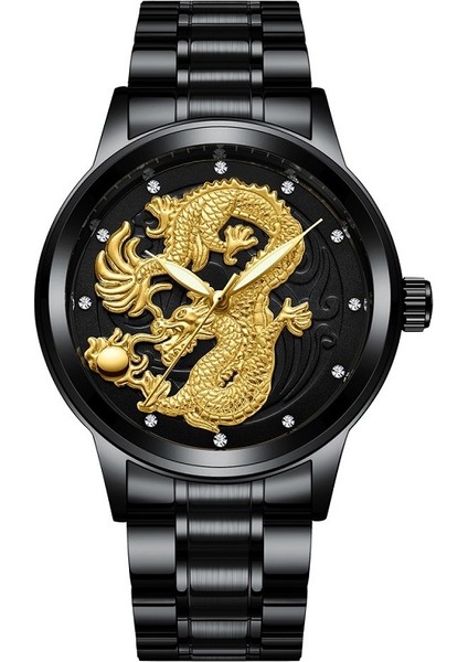 S666 Saat (Dragon) Siyah Çelik Siyah Yüz (Dragon) Siyah Çelik Siyah Yüz (Yurt Dışından)