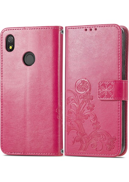 Tecno Pop 3 Macenta Için Dört Yapraklı Yonca Cep Telefonu Kılıfı Kart Yuvası ve Cüzdan (Yurt Dışından) fiyatları