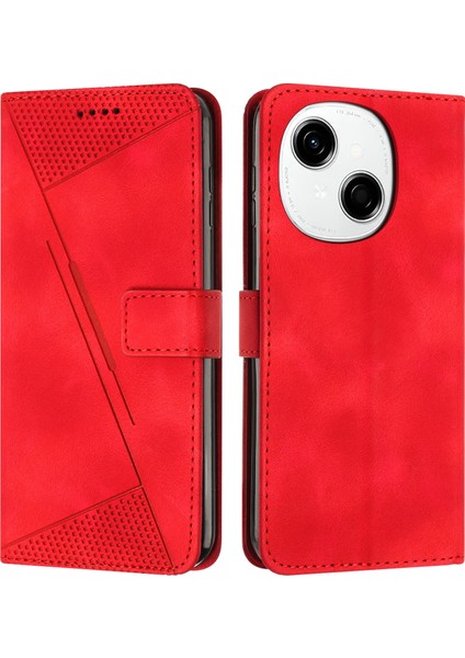 Tecno Spark Go 1 Kırmızı Dream Üçgen Deri Kılıf (Yurt Dışından)