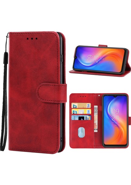 Tecno Spark 8 Kırmızı Deri Kılıf (Yurt Dışından)