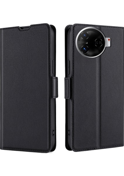 Tecno Camon 30 Pro 5g Siyah Için Yan Tokalı Deri Kılıf (Yurt Dışından)