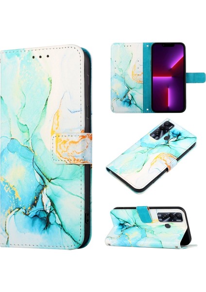 Tecno Pova Neo(Le6) Yeşil LS003 Için Mermer Kılıf (Yurt Dışından)
