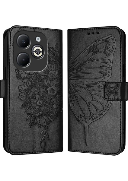 Infinix Smart 8 Plus / Smart 8 Pro Siyah Için Kabartmalı Pu Kılıf (Yurt Dışından)