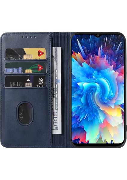 Infinix Hot 20 5g Mavi Için Deri Telefon Kılıfı (Yurt Dışından)