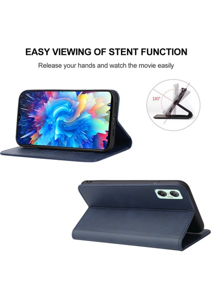 Infinix Hot 20 5g Mavi Için Deri Telefon Kılıfı (Yurt Dışından)
