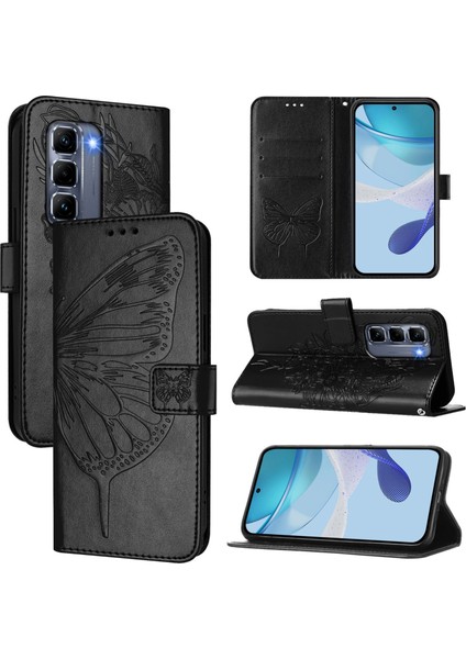 Infinix Hot 50 Pro+ 4g Siyah Için Kabartmalı Pu Kılıf (Yurt Dışından)
