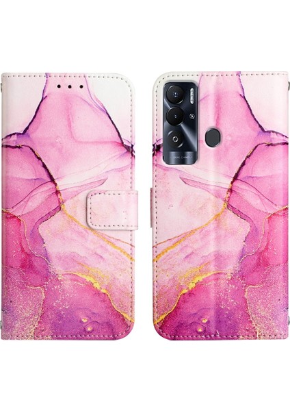 Tecno Pova Neo(Le6) Pembe Mor Altın LS001 Için Mermer Kılıf (Yurt Dışından) modelleri
