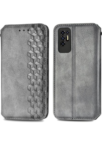 Tecno Pova 2 Gri Için Manyetik Deri Telefon Kılıfı (Yurt Dışından) fiyatları