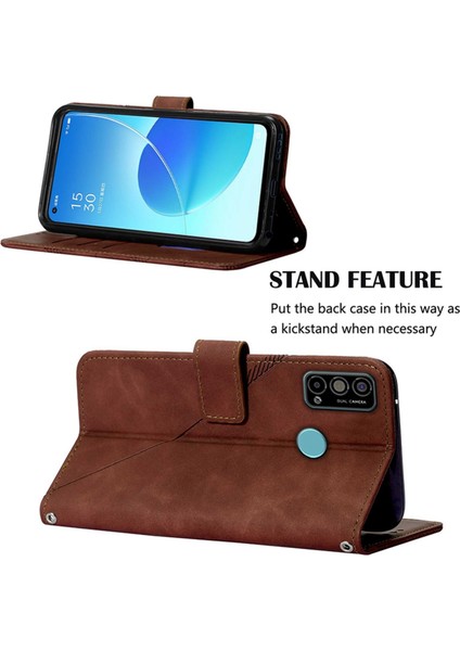 Tecno Spark Go 2021 Kahverengi Için Crossbody Deri Kılıf (Yurt Dışından)