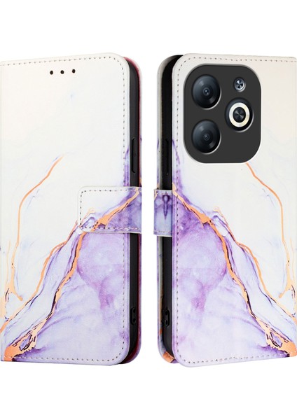 Infinix Smart 8 Beyaz Mor Için Mermer Pu Kılıf (Yurt Dışından) fırsatları