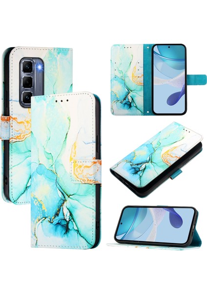 Infinix Hot 50 Pro+ 4g Yeşil Için Mermer Pu Kılıf (Yurt Dışından)