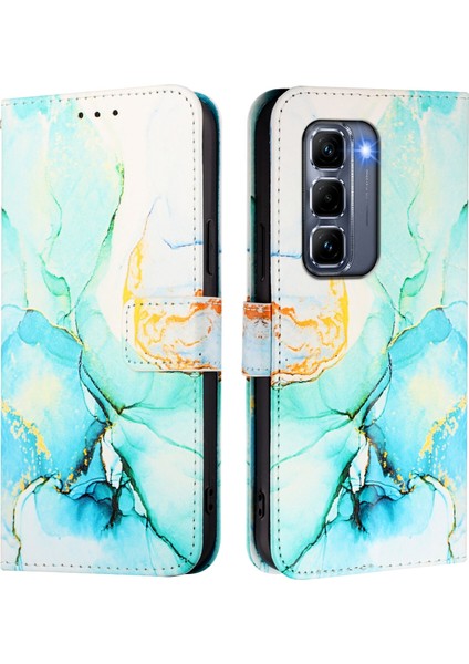 Infinix Hot 50 Pro+ 4g Yeşil Için Mermer Pu Kılıf (Yurt Dışından)