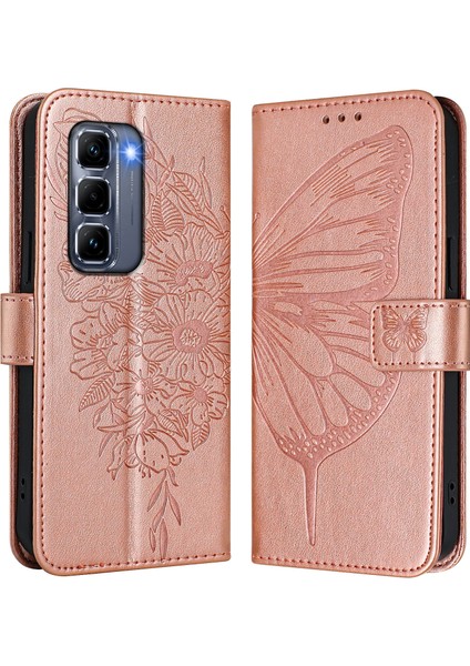 Infinix Hot 50 Pro+ 4g Rose Gold Için Kabartmalı Pu Kılıf (Yurt Dışından)