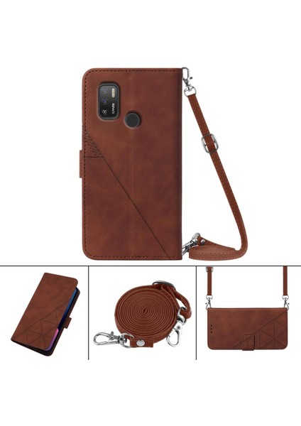 Tecno Spark 5 Air / Spark 6 Air Brown Için Crossbody Deri Kılıf (Yurt Dışından) fiyatları