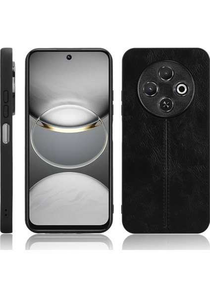 Tecno Spark 30C Siyah Için Inek Desenli Dikiş Telefon Kılıfı (Yurt Dışından)