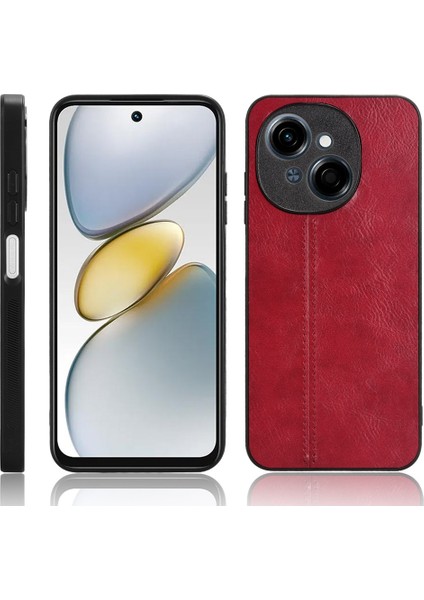 Tecno Spark Go 1 Kırmızı Için Inek Desenli Dikiş Telefon Kılıfı (Yurt Dışından)