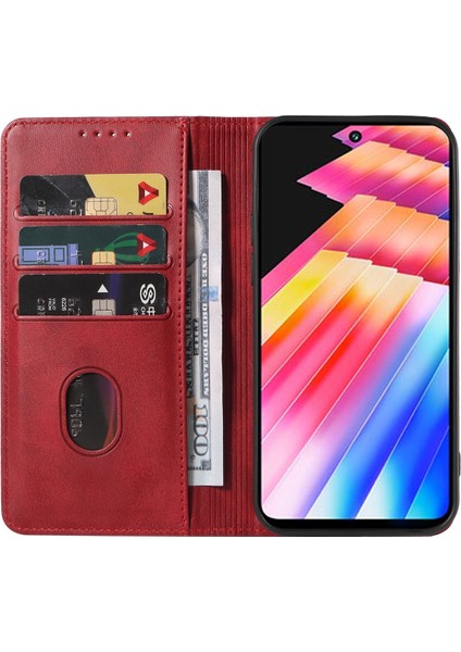 Infinix Hot 30I Kırmızı Için Deri Telefon Kılıfı (Yurt Dışından)