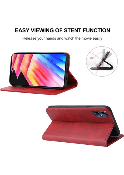 Infinix Hot 30I Kırmızı Için Deri Telefon Kılıfı (Yurt Dışından)