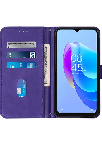 Tecno Spark 9 Pro / Spark 9t Mor Için Çapraz Askılı Deri Kılıf (Yurt Dışından)