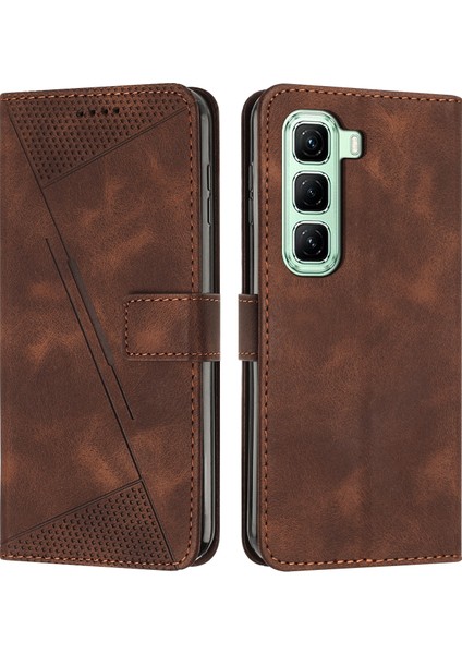 Infinix Hot 50 4g Kahverengi Için Dream Üçgen Deri Kılıf (Yurt Dışından)