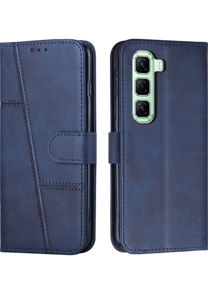 Infinix Hot 50 Pro 4g Mavi Için Buzağı Dokulu Deri Kılıf (Yurt Dışından)