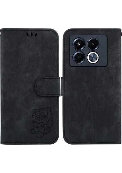 Infinix Note 40 5g Siyah Kabartmalı Deri Kılıf (Yurt Dışından)