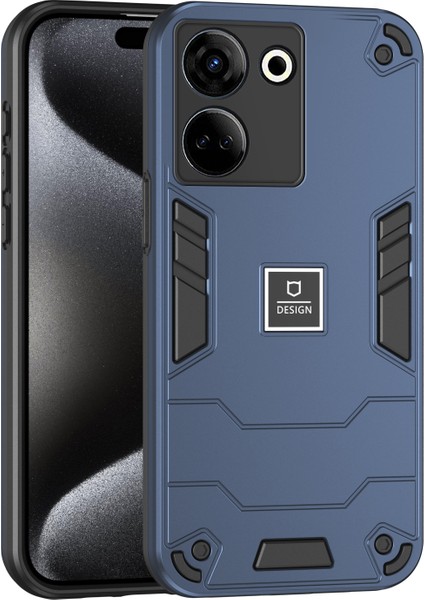 Tecno Camon 20 Pro 4g Mavi Için 2'si 1 Arada Darbeye Dayanıklı Telefon Kılıfı (Yurt Dışından)
