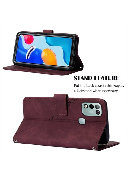 Infinix Hot 11 Play Şarap Kırmızısı Için Crossbody Deri Kılıf (Yurt Dışından)