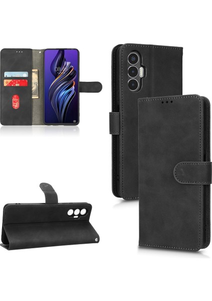 Tecno Pova 3 Siyah Için Skin Fe Deri Kılıf (Yurt Dışından)