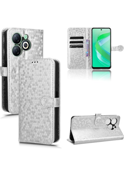 Infinix Smart 8 Gümüş Için Nokta Dokulu Pu Kılıf (Yurt Dışından)