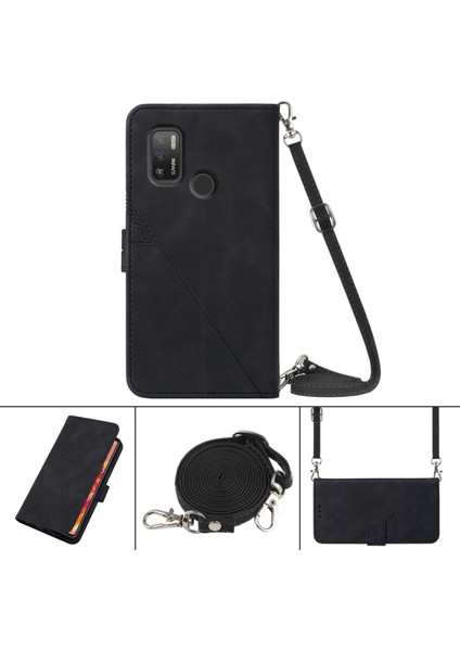 Tecno Spark 5 Air / Spark 6 Air Siyah Için Crossbody Deri Kılıf (Yurt Dışından) fiyatları