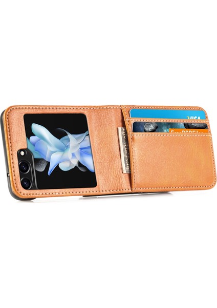 Samsung Galaxy Z Flip5 Siyah Için Junsunmay Pu Deri Kılıf (Yurt Dışından)