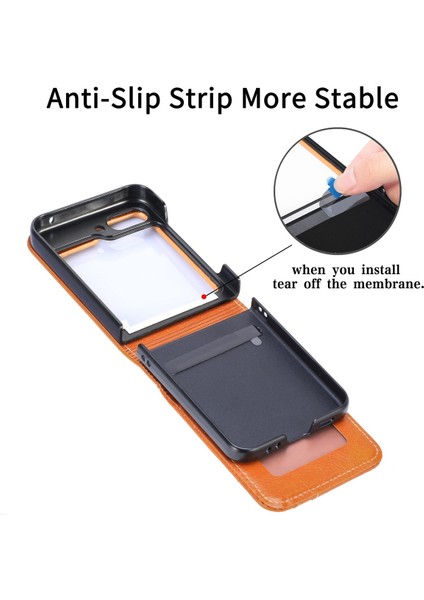 Samsung Galaxy Z Flip5 Siyah Için Junsunmay Pu Deri Kılıf (Yurt Dışından)