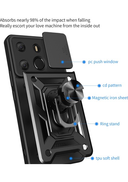 Tecno Pop 7 Pro / Spark Go 2023 Siyah Için Tpu+Pc Koruyucu Kılıf (Yurt Dışından) modelleri