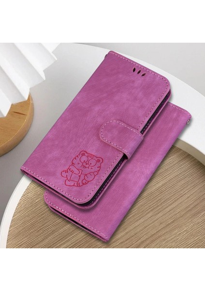 Infinix Hot 50 4g Rose Red Için Kabartmalı Deri Kılıf (Yurt Dışından)