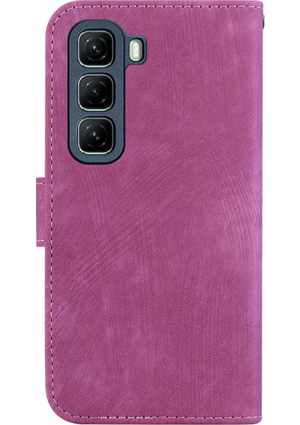 Infinix Hot 50 4g Rose Red Için Kabartmalı Deri Kılıf (Yurt Dışından)