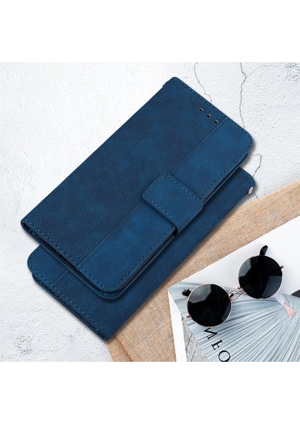 Tecno Spark 30C Mavi Için Kabartmalı Deri Kılıf (Yurt Dışından)