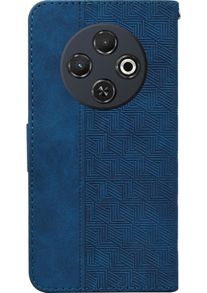 Tecno Spark 30C Mavi Için Kabartmalı Deri Kılıf (Yurt Dışından)