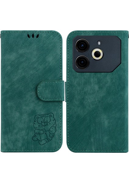 Tecno Pova 6 Neo Yeşil Için Tiger Deri Kılıf (Yurt Dışından)