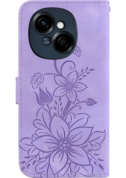 Tecno Spark Go 1 / Pop 9 Pro Için Kabartmalı Pu Kılıf Mor (Yurt Dışından)