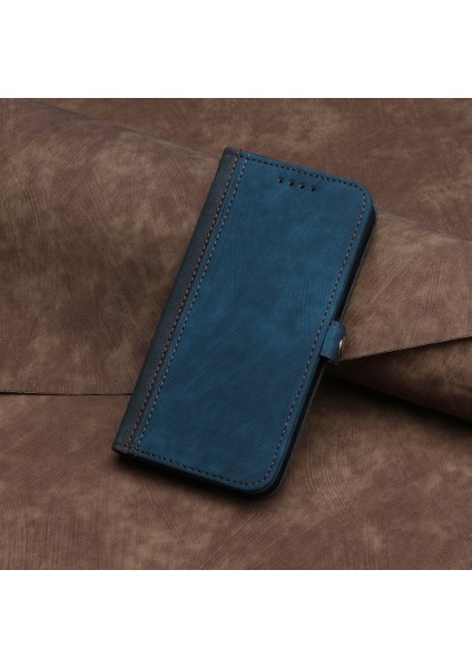 Infinix Hot 50I / Smart 9 Kraliyet Mavisi Için Yan Tokalı Deri Kılıf (Yurt Dışından)