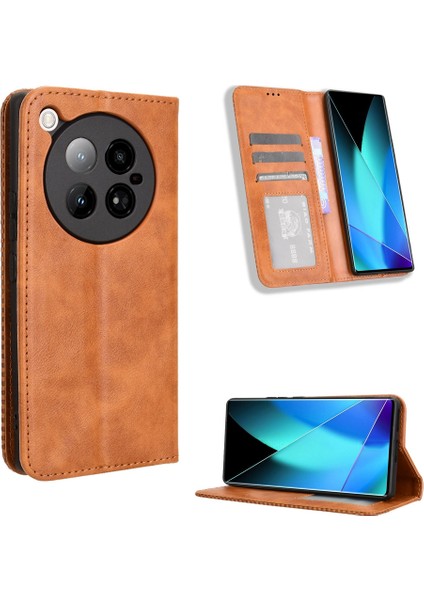 Infinix Zero 40 4g Kahverengi Için Retro Dokulu Deri Kılıf (Yurt Dışından)