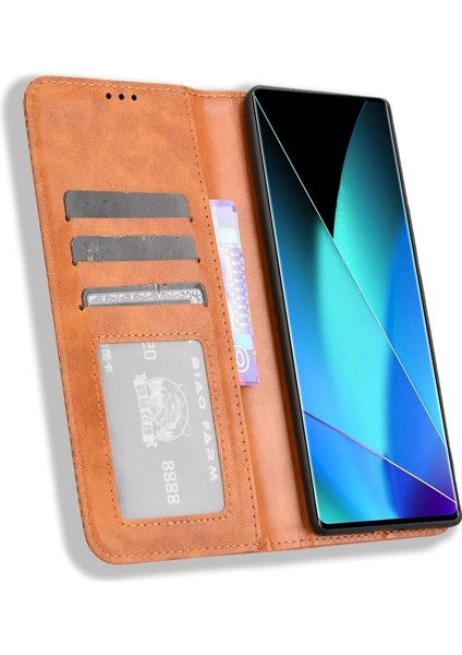 Infinix Zero 40 4g Kahverengi Için Retro Dokulu Deri Kılıf (Yurt Dışından)