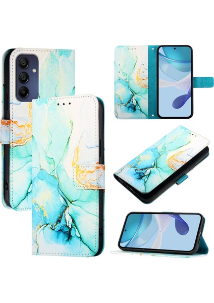 Samsung Galaxy A16 5g Yeşil Mermer Deri Telefon Kılıfı (Yurt Dışından)