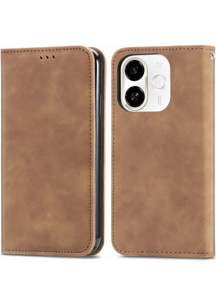 Tecno Spark 30C 5g Kahverengi Için Retro Deri Deri Kılıf (Yurt Dışından) fiyatları