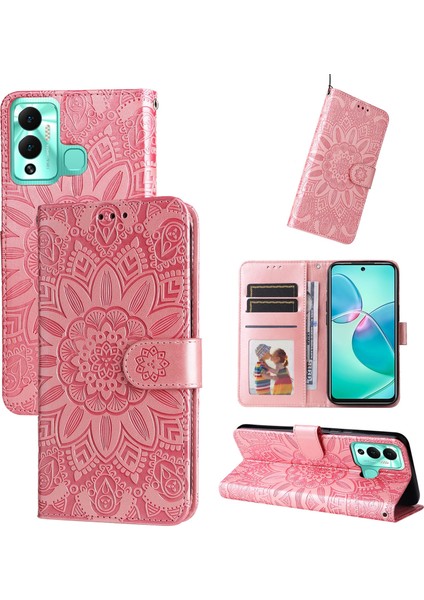 Infinix Hot 12 Play Pembe Için Deri Telefon Kılıfı (Yurt Dışından)