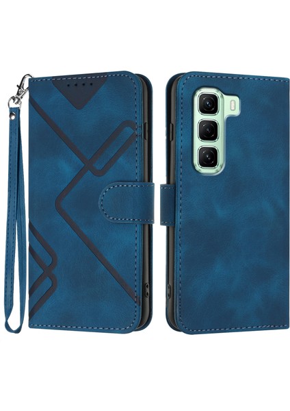 Infinix Hot 50 5g Kraliyet Mavisi Için Çizgi Desenli Pu Kılıf (Yurt Dışından)